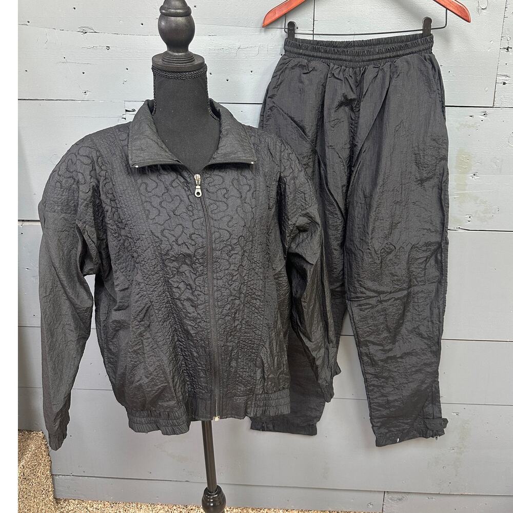 Vintage Active Attitudes Black Track Suit Womens Small
